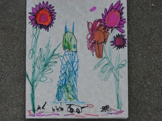 drawing of our bug house with bug residents